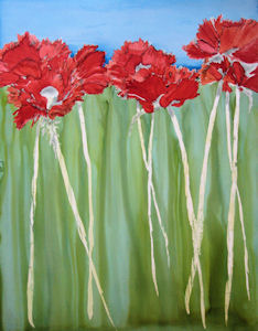 Poppy petals are painted